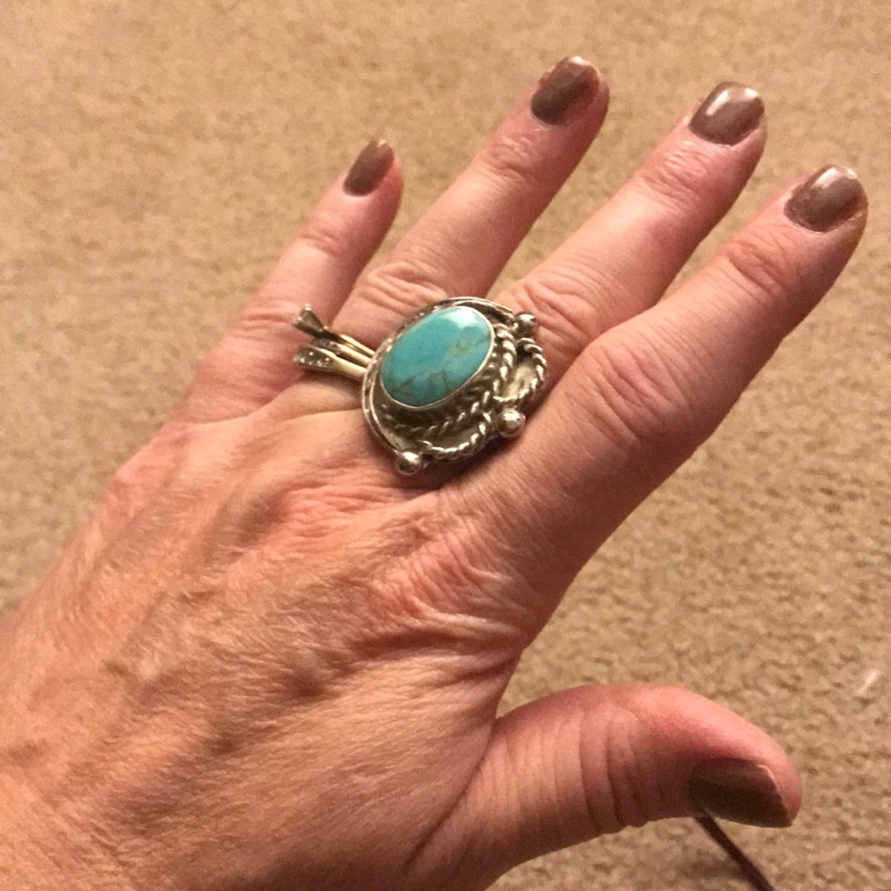 turquoise and sterling silver ring. 10